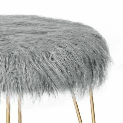 Hot Sale 💯 Adeco Round Footrest Faux Fur Ottoman Vanity Chair Fluffy Cushion White 🎁 -Adeco Shop Adeco Round Footrest Faux Fur Ottoman Vanity Chair Fluffy Cushion 12