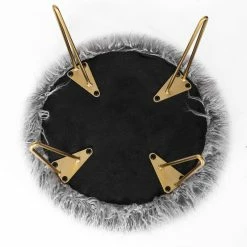 Hot Sale 💯 Adeco Round Footrest Faux Fur Ottoman Vanity Chair Fluffy Cushion White 🎁 -Adeco Shop Adeco Round Footrest Faux Fur Ottoman Vanity Chair Fluffy Cushion 14