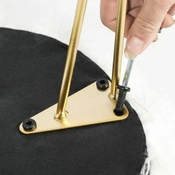 Hot Sale 💯 Adeco Round Footrest Faux Fur Ottoman Vanity Chair Fluffy Cushion White 🎁 -Adeco Shop Adeco Round Footrest Faux Fur Ottoman Vanity Chair Fluffy Cushion 4