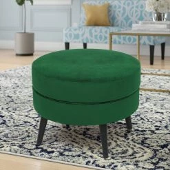 Best Pirce 👍 Adeco Round Footrest Ottoman Fabric Footstool Coffee Table Living Room Green 🌟 -Adeco Shop Adeco Round Footrest Ottoman Fabric Footstool Coffee Table Living room 10