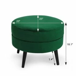 Best Pirce 👍 Adeco Round Footrest Ottoman Fabric Footstool Coffee Table Living Room Green 🌟 -Adeco Shop Adeco Round Footrest Ottoman Fabric Footstool Coffee Table Living room 11