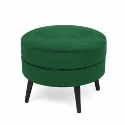 Best Pirce 👍 Adeco Round Footrest Ottoman Fabric Footstool Coffee Table Living Room Green 🌟 -Adeco Shop Adeco Round Footrest Ottoman Fabric Footstool Coffee Table Living room 12