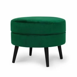 Best Pirce 👍 Adeco Round Footrest Ottoman Fabric Footstool Coffee Table Living Room Green 🌟 -Adeco Shop Adeco Round Footrest Ottoman Fabric Footstool Coffee Table Living room 13
