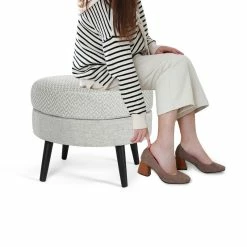 Best Pirce 👍 Adeco Round Footrest Ottoman Fabric Footstool Coffee Table Living Room Green 🌟 -Adeco Shop Adeco Round Footrest Ottoman Fabric Footstool Coffee Table Living room 6