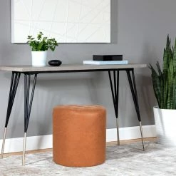 Deals 👏 Adeco Round Footrest Ottoman Upholstered Tufted Leather Footstools 😉 -Adeco Shop Adeco Round Footrest Ottoman Upholstered Tufted Leather Footstools 2