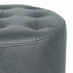 Cheapest 🌟 Adeco Round Footrest Ottoman Upholstered Tufted Faux Leather Footstools Grey 👏 -Adeco Shop Adeco Round Footrest Ottoman Upholstered Tufted Leather Footstools 24