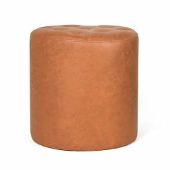 Deals 👏 Adeco Round Footrest Ottoman Upholstered Tufted Leather Footstools 😉 -Adeco Shop Adeco Round Footrest Ottoman Upholstered Tufted Leather Footstools 5