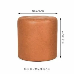 Deals 👏 Adeco Round Footrest Ottoman Upholstered Tufted Leather Footstools 😉 -Adeco Shop Adeco Round Footrest Ottoman Upholstered Tufted Leather Footstools 6