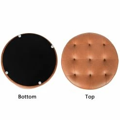 Deals 👏 Adeco Round Footrest Ottoman Upholstered Tufted Leather Footstools 😉 -Adeco Shop Adeco Round Footrest Ottoman Upholstered Tufted Leather Footstools 7