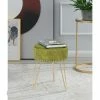 New 😍 Adeco Round Footstool Ottoman Velvet 👗 Dressing Stool Gold Metal Legs Light Blue 😀 -Adeco Shop Adeco Round Footstool Ottoman Velvet Dressing Stool Gold Metal Legs