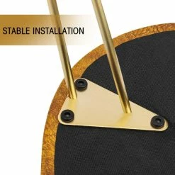 New 😍 Adeco Round Footstool Ottoman Velvet 👗 Dressing Stool Gold Metal Legs Light Blue 😀 -Adeco Shop Adeco Round Footstool Ottoman Velvet Dressing Stool Gold Metal Legs 11