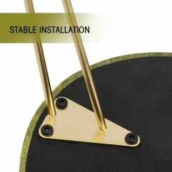 New 😍 Adeco Round Footstool Ottoman Velvet 👗 Dressing Stool Gold Metal Legs Light Blue 😀 -Adeco Shop Adeco Round Footstool Ottoman Velvet Dressing Stool Gold Metal Legs 5