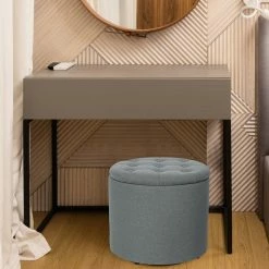 Best deal 🌟 Adeco Round Footstool With Removable Lid Footrest Storage Ottomans Grey ✨ -Adeco Shop Adeco Round Footstool with Removable Lid Footrest Storage Ottomans 11