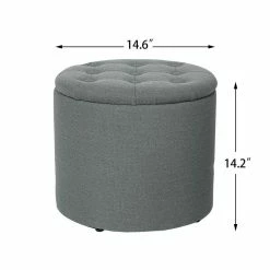 Best deal 🌟 Adeco Round Footstool With Removable Lid Footrest Storage Ottomans Grey ✨ -Adeco Shop Adeco Round Footstool with Removable Lid Footrest Storage Ottomans 14