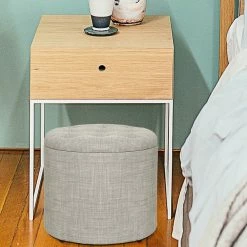 Best deal 🌟 Adeco Round Footstool With Removable Lid Footrest Storage Ottomans Grey ✨ -Adeco Shop Adeco Round Footstool with Removable Lid Footrest Storage Ottomans 3