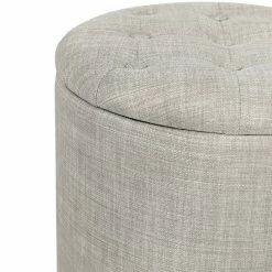 Best deal 🌟 Adeco Round Footstool With Removable Lid Footrest Storage Ottomans Grey ✨ -Adeco Shop Adeco Round Footstool with Removable Lid Footrest Storage Ottomans 6