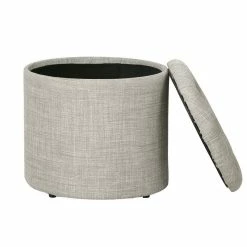 Best deal 🌟 Adeco Round Footstool With Removable Lid Footrest Storage Ottomans Grey ✨ -Adeco Shop Adeco Round Footstool with Removable Lid Footrest Storage Ottomans 7