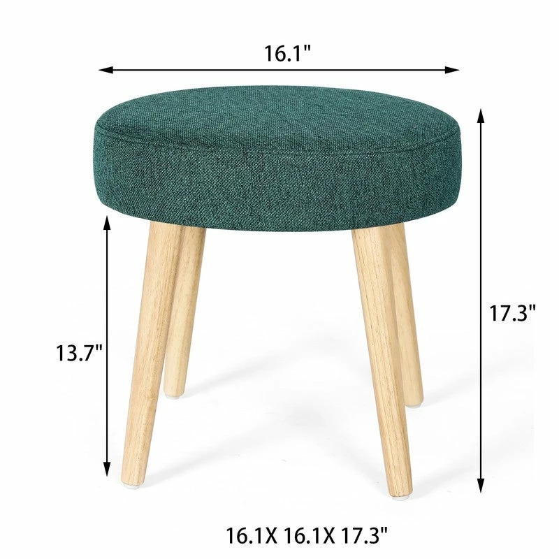Cheap ๐ Adeco Round Linen Foot Stool Ottoman Solid Wood Legs Upholstered Grey ๐งจ 5 Cheap ๐ Adeco Round Linen Foot Stool Ottoman Solid Wood Legs Upholstered Grey ๐งจ - Image 3