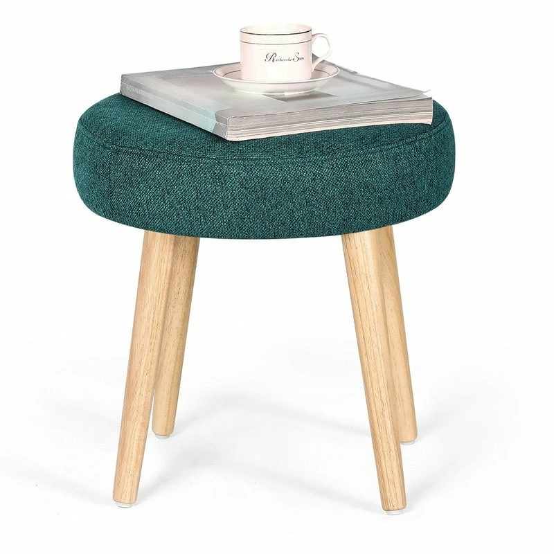Cheap ๐ Adeco Round Linen Foot Stool Ottoman Solid Wood Legs Upholstered Grey ๐งจ 6 Cheap ๐ Adeco Round Linen Foot Stool Ottoman Solid Wood Legs Upholstered Grey ๐งจ - Image 4