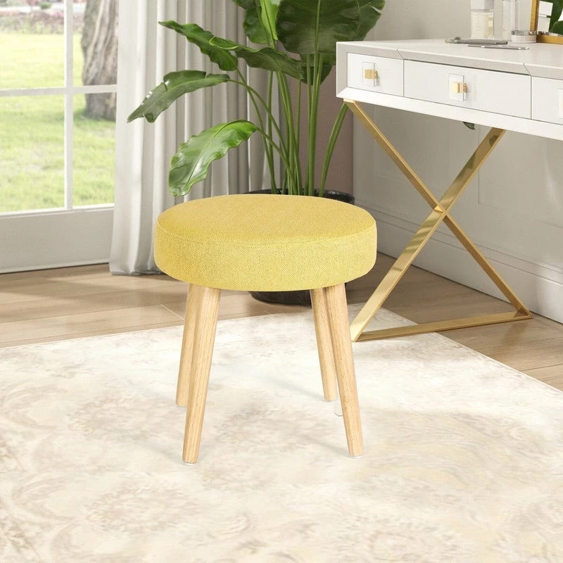 Cheap ๐ Adeco Round Linen Foot Stool Ottoman Solid Wood Legs Upholstered Grey ๐งจ 8 Cheap ๐ Adeco Round Linen Foot Stool Ottoman Solid Wood Legs Upholstered Grey ๐งจ - Image 6