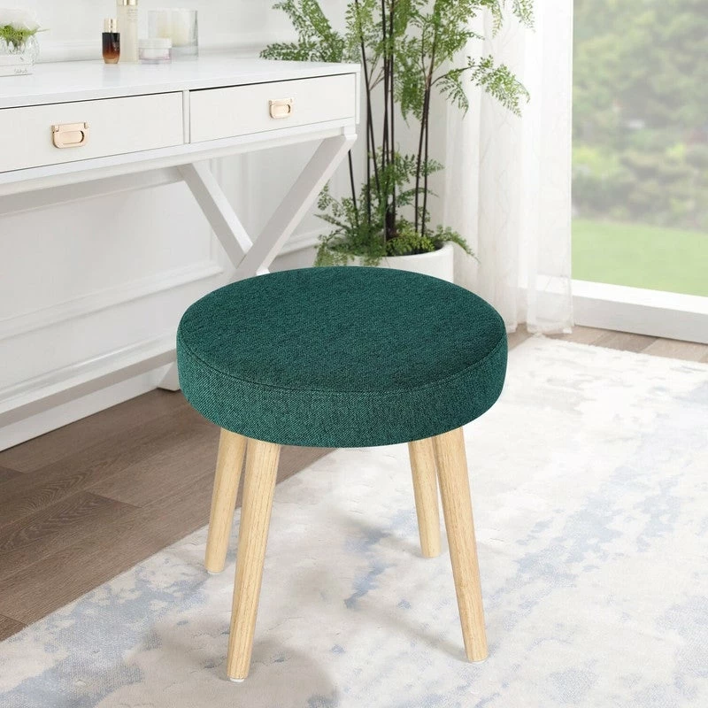 Cheap ๐ Adeco Round Linen Foot Stool Ottoman Solid Wood Legs Upholstered Grey ๐งจ 3 Cheap ๐ Adeco Round Linen Foot Stool Ottoman Solid Wood Legs Upholstered Grey ๐งจ