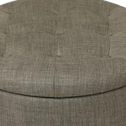 Best deal 🔔 Adeco Round Linen Storage Ottoman Tufted Fabric Footstool With Lid Beige 🎁 -Adeco Shop Adeco Round Linen Storage Ottoman Tufted Fabric Footstool with Lid 9