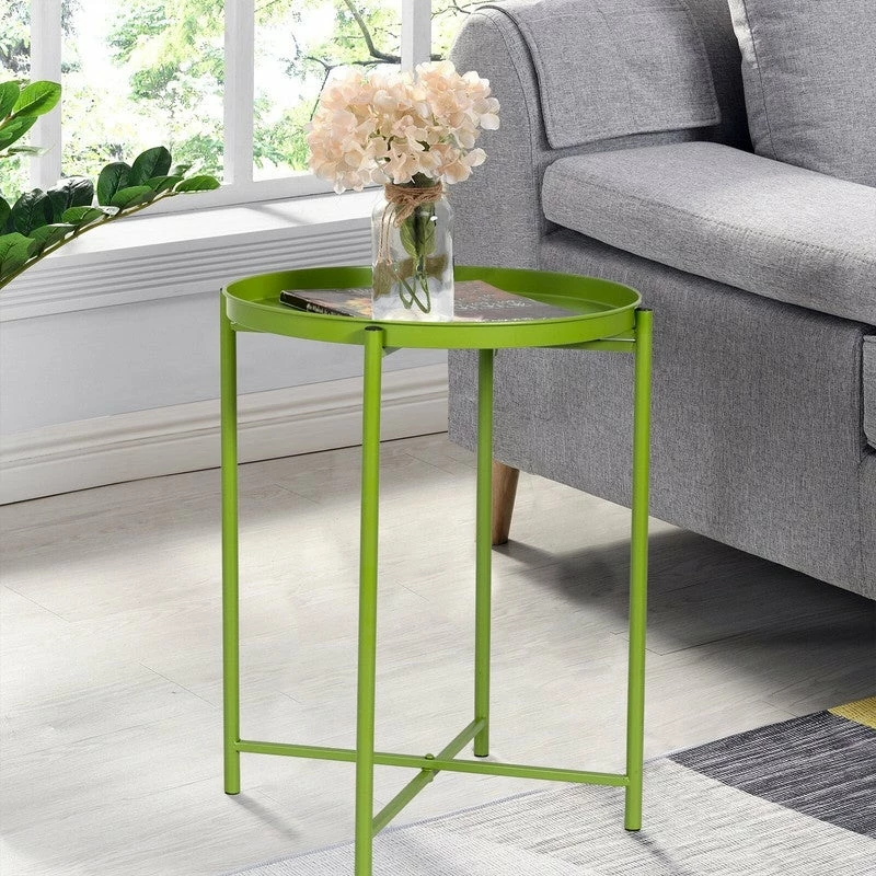 Hot Sale โค๏ธ Adeco Round Metal Side Coffee End Table Folding With Removable Tray ๐ฏ 4 Hot Sale โค๏ธ Adeco Round Metal Side Coffee End Table Folding With Removable Tray ๐ฏ - Image 2