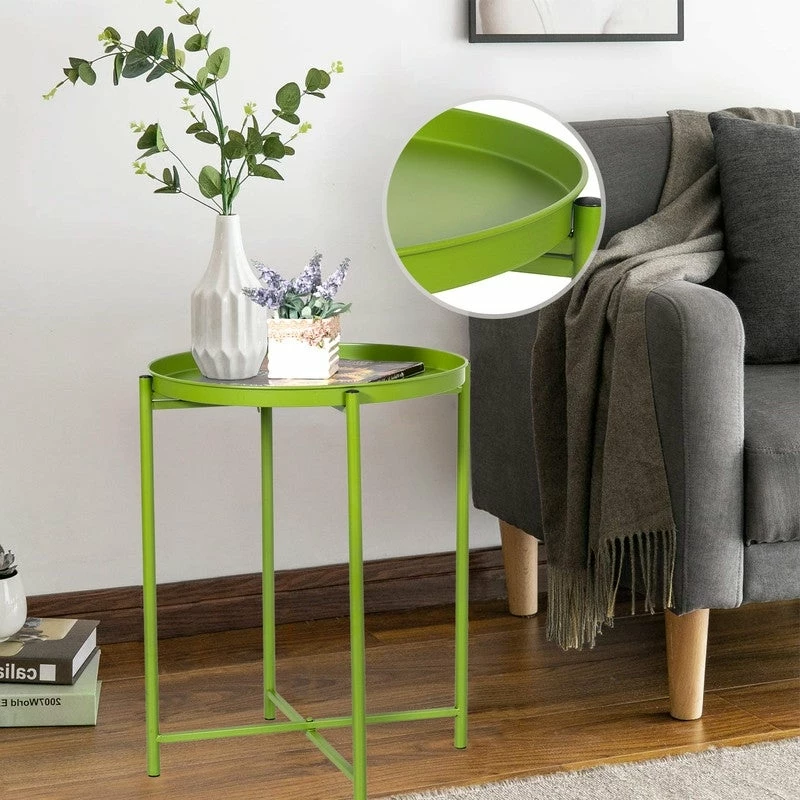 Hot Sale โค๏ธ Adeco Round Metal Side Coffee End Table Folding With Removable Tray ๐ฏ 5 Hot Sale โค๏ธ Adeco Round Metal Side Coffee End Table Folding With Removable Tray ๐ฏ - Image 3