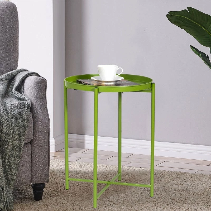 Hot Sale โค๏ธ Adeco Round Metal Side Coffee End Table Folding With Removable Tray ๐ฏ 6 Hot Sale โค๏ธ Adeco Round Metal Side Coffee End Table Folding With Removable Tray ๐ฏ - Image 4