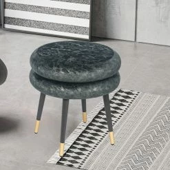 Cheap ⭐ Adeco Round Ottoman Double Layer Flannel Footrest Stool Modern Vanity 🔥 -Adeco Shop Adeco Round Ottoman Double Layer Flannel Footrest Stool Modern Vanity 2