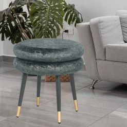 Cheap โญ Adeco Round Ottoman Double Layer Flannel Footrest Stool Modern Vanity ๐ฅ