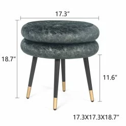 Cheap ⭐ Adeco Round Ottoman Double Layer Flannel Footrest Stool Modern Vanity 🔥 -Adeco Shop Adeco Round Ottoman Double Layer Flannel Footrest Stool Modern Vanity 3
