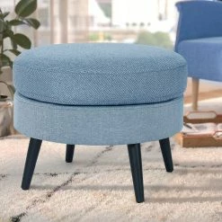 Wholesale 🔥 Adeco Round Ottoman Fabric Footrest Footstools For Bedroom Living Room 🛒 17 Wholesale 🔥 Adeco Round Ottoman Fabric Footrest Footstools For Bedroom Living Room 🛒 -Adeco Shop Adeco Round Ottoman Fabric Footrest Footstools for Bedroom Living Room 2