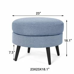 Wholesale 🔥 Adeco Round Ottoman Fabric Footrest Footstools For Bedroom Living Room 🛒 18 Wholesale 🔥 Adeco Round Ottoman Fabric Footrest Footstools For Bedroom Living Room 🛒 -Adeco Shop Adeco Round Ottoman Fabric Footrest Footstools for Bedroom Living Room 3