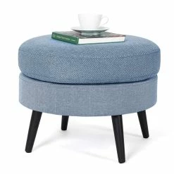 Wholesale 🔥 Adeco Round Ottoman Fabric Footrest Footstools For Bedroom Living Room 🛒 19 Wholesale 🔥 Adeco Round Ottoman Fabric Footrest Footstools For Bedroom Living Room 🛒 -Adeco Shop Adeco Round Ottoman Fabric Footrest Footstools for Bedroom Living Room 4