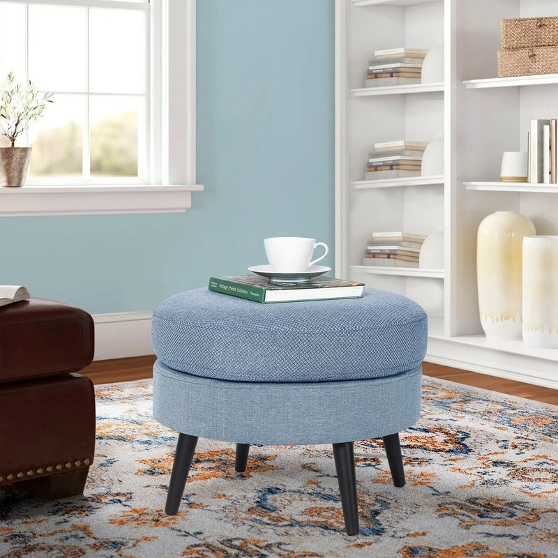Wholesale 🔥 Adeco Round Ottoman Fabric Footrest Footstools For Bedroom Living Room 🛒 3 Wholesale 🔥 Adeco Round Ottoman Fabric Footrest Footstools For Bedroom Living Room 🛒