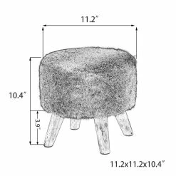 Brand new ✔️ Adeco Modern Round Padded Upholstered Ottoman Footrest Stool Natural 🔥 -Adeco Shop Adeco Round Ottoman Foot Rest Stool Fabric Padded Seat Cute Pouf 11