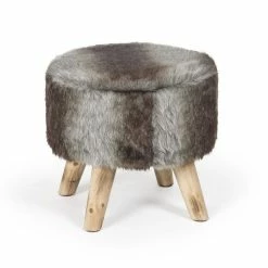 Brand new ✔️ Adeco Modern Round Padded Upholstered Ottoman Footrest Stool Natural 🔥 -Adeco Shop Adeco Round Ottoman Foot Rest Stool Fabric Padded Seat Cute Pouf 14