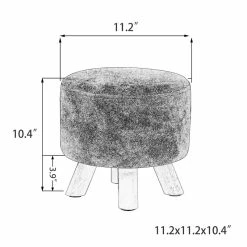 Brand new ✔️ Adeco Modern Round Padded Upholstered Ottoman Footrest Stool Natural 🔥 -Adeco Shop Adeco Round Ottoman Foot Rest Stool Fabric Padded Seat Cute Pouf 3