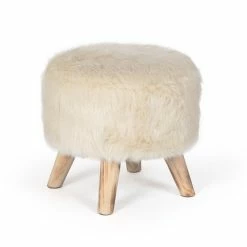 Brand new ✔️ Adeco Modern Round Padded Upholstered Ottoman Footrest Stool Natural 🔥 -Adeco Shop Adeco Round Ottoman Foot Rest Stool Fabric Padded Seat Cute Pouf 9