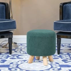 Brand new 🔥 Adeco Round Ottoman Footrest Faux Fur Stool Upholstered Padded Pouf Green 🔔 -Adeco Shop Adeco Round Ottoman Footrest Faux Fur Stool Upholstered Padded Pouf 10