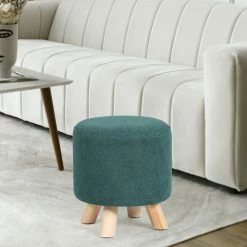 Brand new 🔥 Adeco Round Ottoman Footrest Faux Fur Stool Upholstered Padded Pouf Green 🔔 -Adeco Shop Adeco Round Ottoman Footrest Faux Fur Stool Upholstered Padded Pouf 11