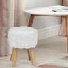 Hot Sale ⌛ Adeco Round Ottoman Footrest Stool Furry Home Decorative Bench 😉
