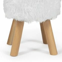Hot Sale ⌛ Adeco Round Ottoman Footrest Stool Furry Home Decorative Bench 😉 -Adeco Shop Adeco Round Ottoman Footrest Stool Furry Home Decorative Bench 7C White 6