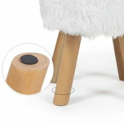Hot Sale ⌛ Adeco Round Ottoman Footrest Stool Furry Home Decorative Bench 😉 -Adeco Shop Adeco Round Ottoman Footrest Stool Furry Home Decorative Bench 7C White 8