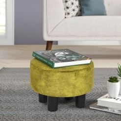 Best deal 👍 Adeco Round Ottoman PU Leather Footrest Modern Padded Chair Footstool ⭐ -Adeco Shop Adeco Round Ottoman PU Leather Footrest Modern Padded Chair Footstool 2