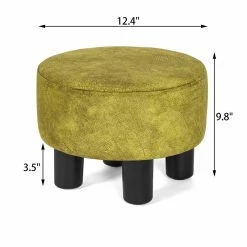 Best deal 👍 Adeco Round Ottoman PU Leather Footrest Modern Padded Chair Footstool ⭐ -Adeco Shop Adeco Round Ottoman PU Leather Footrest Modern Padded Chair Footstool 3