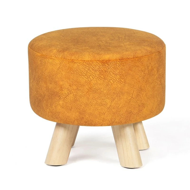Best Sale 💯 Adeco Round Ottoman Velvet Foot Rest Stool With Non-Skid Legs Orange ⭐ 5 Best Sale 💯 Adeco Round Ottoman Velvet Foot Rest Stool With Non-Skid Legs Orange ⭐ - Image 3