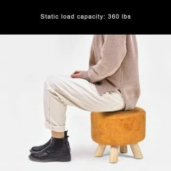 Best Sale 💯 Adeco Round Ottoman Velvet Foot Rest Stool With Non-Skid Legs Orange ⭐ 23 Best Sale 💯 Adeco Round Ottoman Velvet Foot Rest Stool With Non-Skid Legs Orange ⭐ -Adeco Shop Adeco Round Ottoman Velvet Foot Rest Stool Bench with Non Skid Legs 6