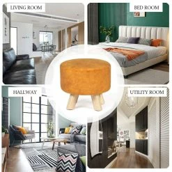 Best Sale 💯 Adeco Round Ottoman Velvet Foot Rest Stool With Non-Skid Legs Orange ⭐ 24 Best Sale 💯 Adeco Round Ottoman Velvet Foot Rest Stool With Non-Skid Legs Orange ⭐ -Adeco Shop Adeco Round Ottoman Velvet Foot Rest Stool Bench with Non Skid Legs 7